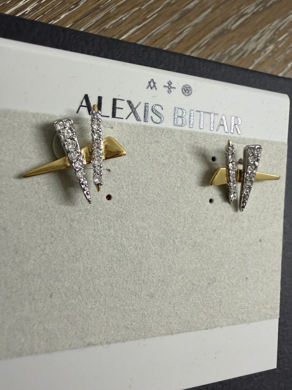 Alexis Bittar 14K Gold Plated Crystal Encrusted Plaid Post Earrings